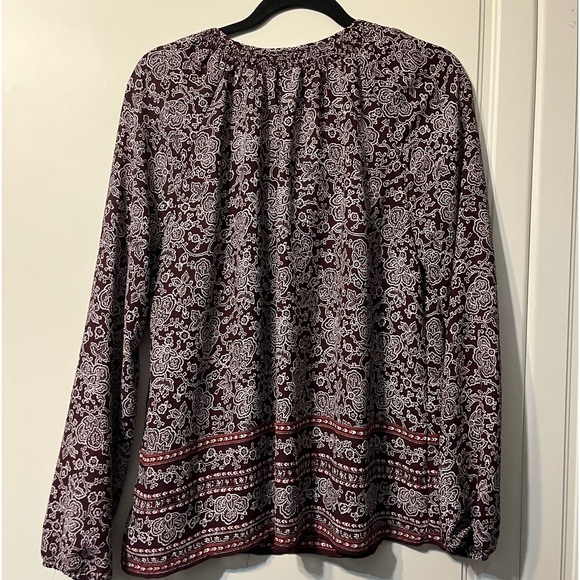 Printed Smock Long Sleeve Tie Top - Picture 2 of 7